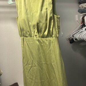 Sleeveless Satin Maxi Dress in Lime Green